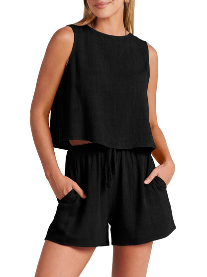 Ensemble Sans Manches À Haut Court Et Short Femmes