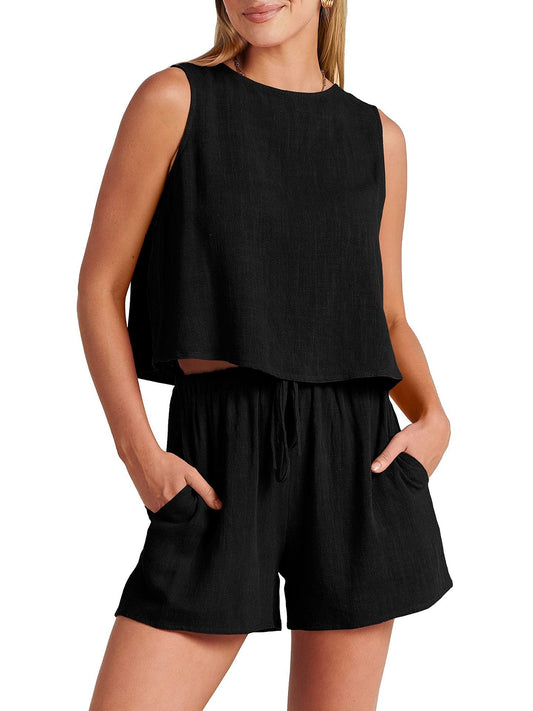 Ensemble Sans Manches À Haut Court Et Short Femmes