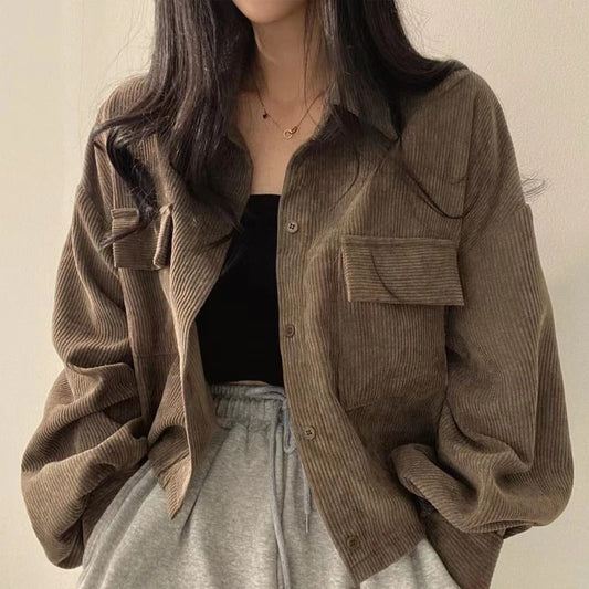 Veste décontractée en velours côtelé confortable pour un style quotidien