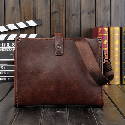 Sac à bandoulière rétro homme en cuir marron