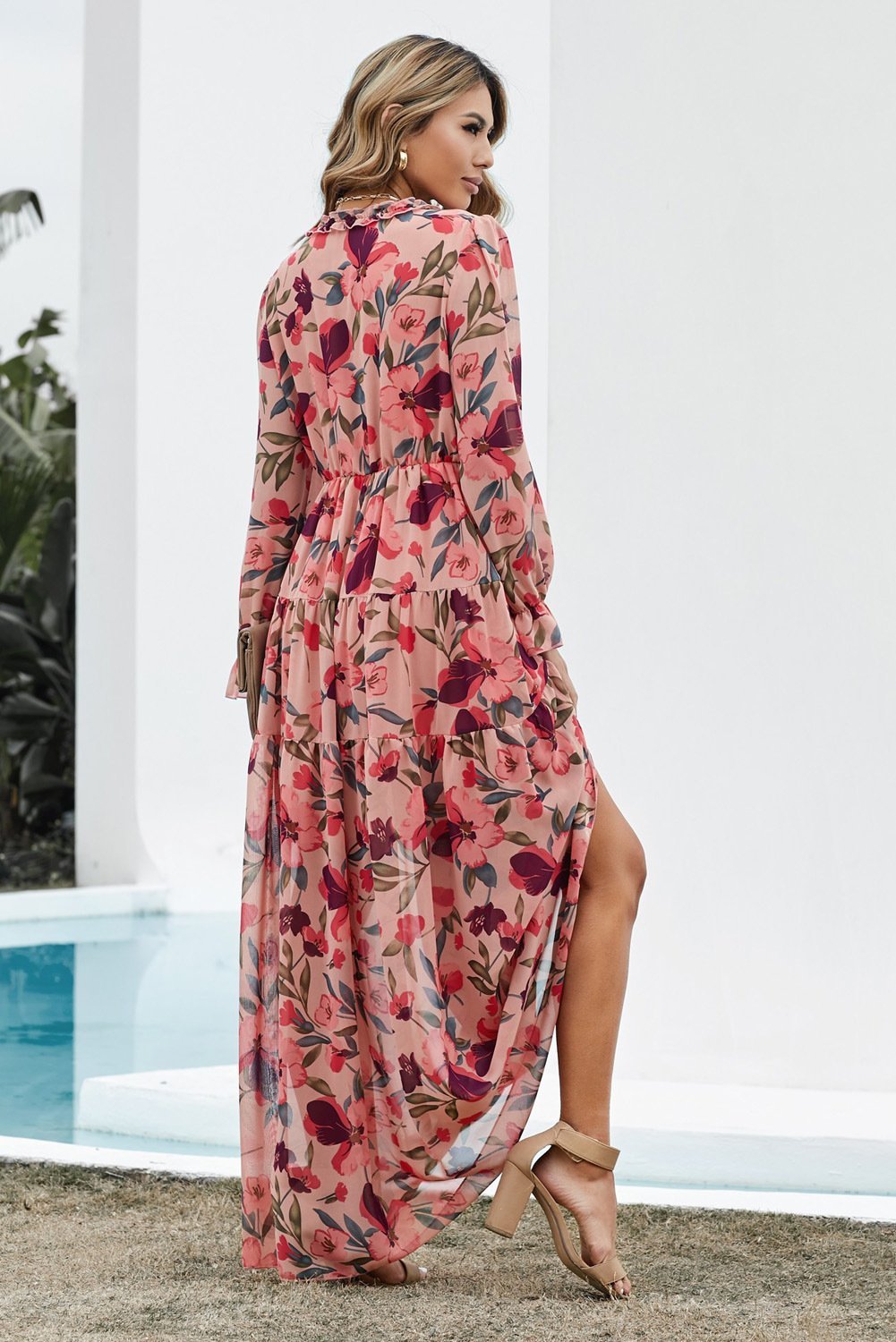 Pauline Laurent® | Robe maxi imprimée avec décolleté en V