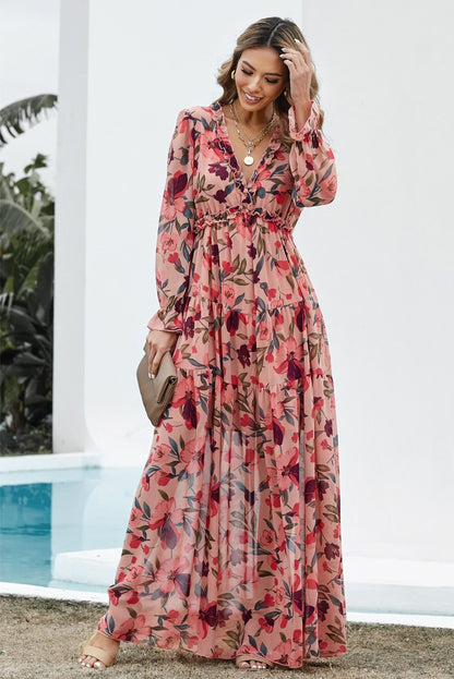 Pauline Laurent® | Robe maxi imprimée avec décolleté en V