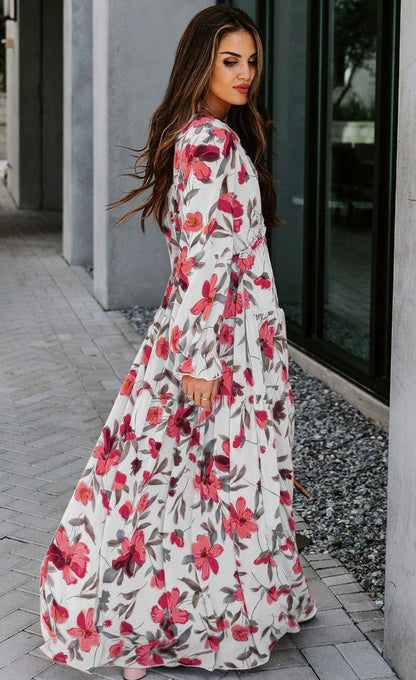 Pauline Laurent® | Robe maxi imprimée avec décolleté en V