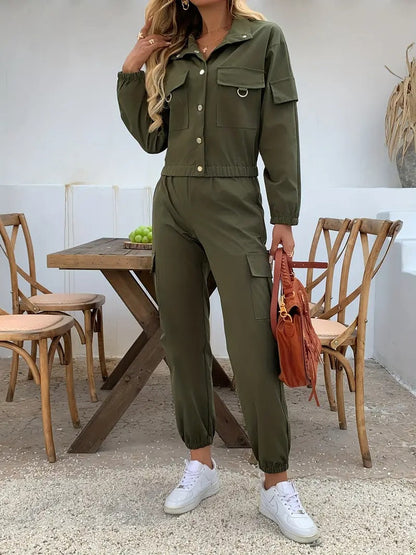 Ensemble avec veste boutonné et pantalon à cordon