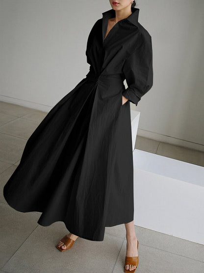 Robe longue pour femmes avec poches et détails à boutons