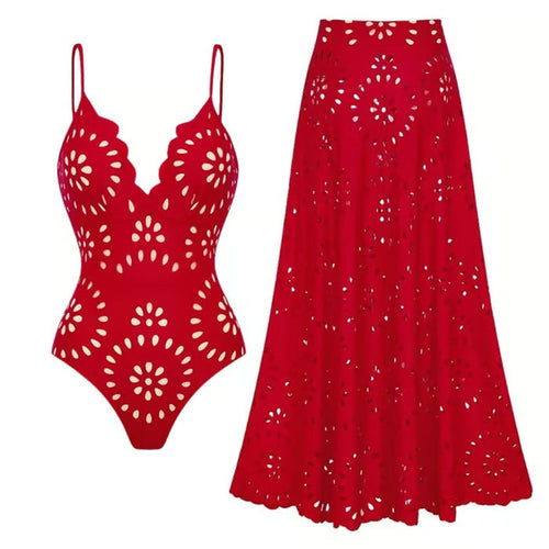 Ensemble Robe-Maillot Alice 2 Pièces (Rouge)