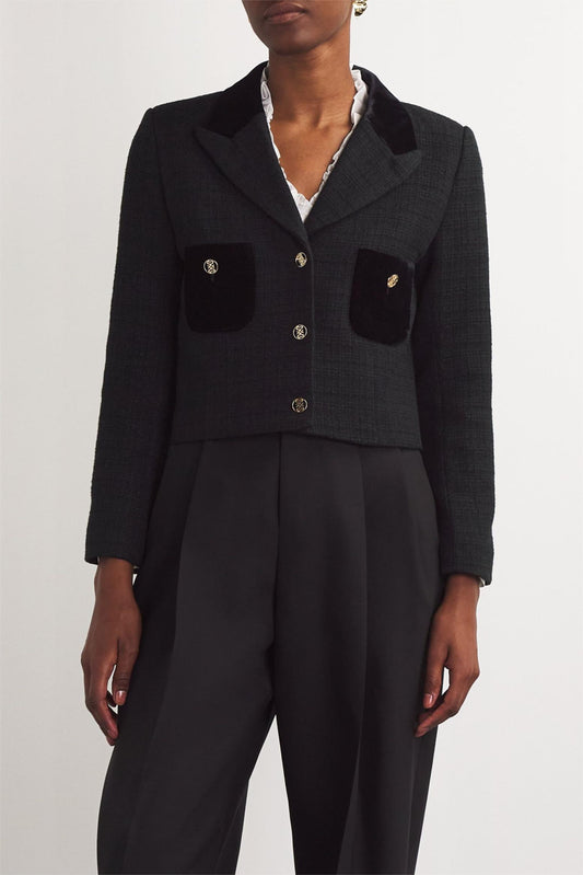 Veste en velours avec détails de boutons en métal