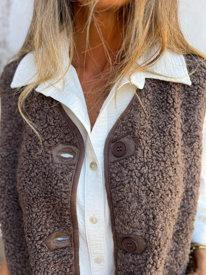 Vyera™ | Gilet femme court et chaud avec boutons