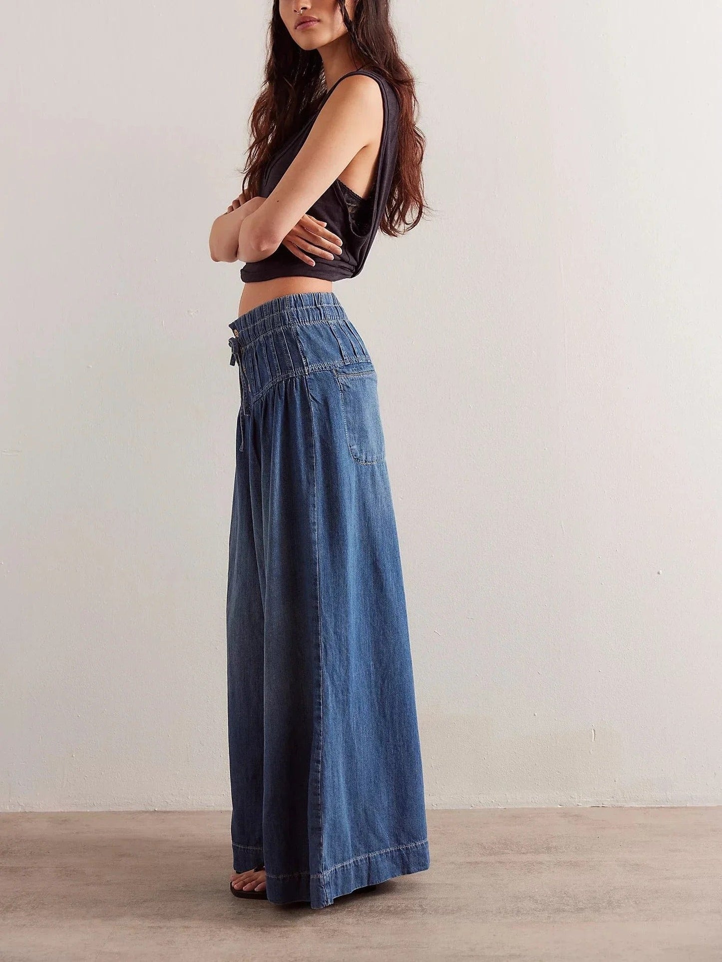 Jeans décontractés à jambe large et coupe ample