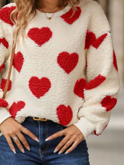 Pull en maille imprimé cœur douillet