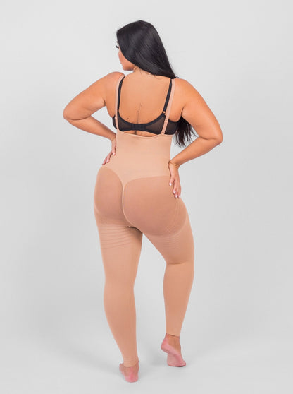 Dhalia - Knielengte Full Body Shaper Met Afneembare Schouderbandjes