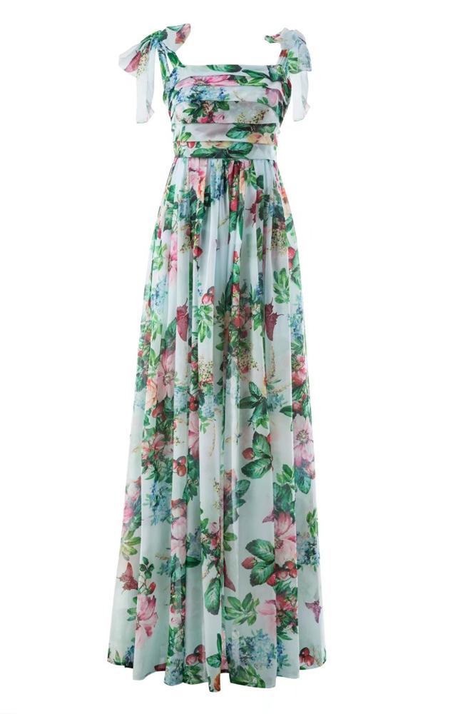 Pauline Laurent® | Robe maxi imprimée à bretelles