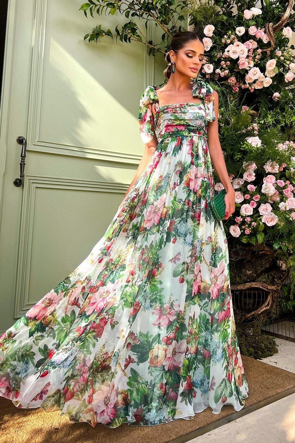 Pauline Laurent® | Robe maxi imprimée à bretelles