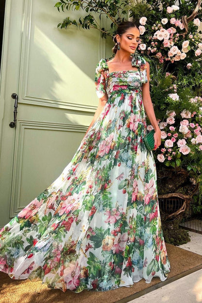 Pauline Laurent® | Robe maxi imprimée à bretelles