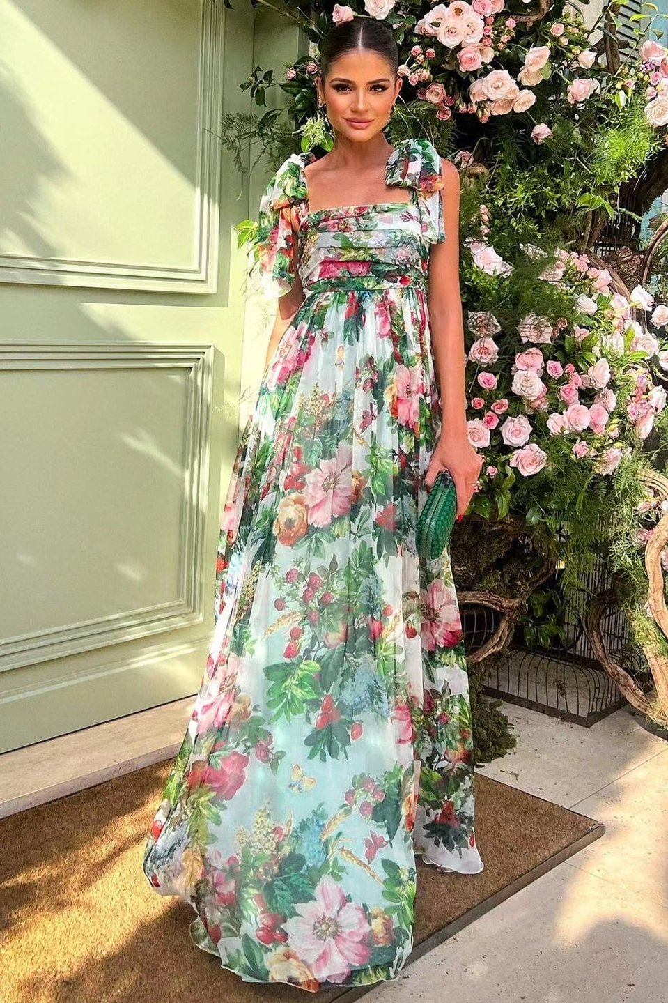 Pauline Laurent® | Robe maxi imprimée à bretelles