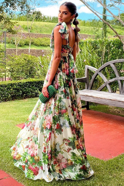 Pauline Laurent® | Robe maxi imprimée à bretelles