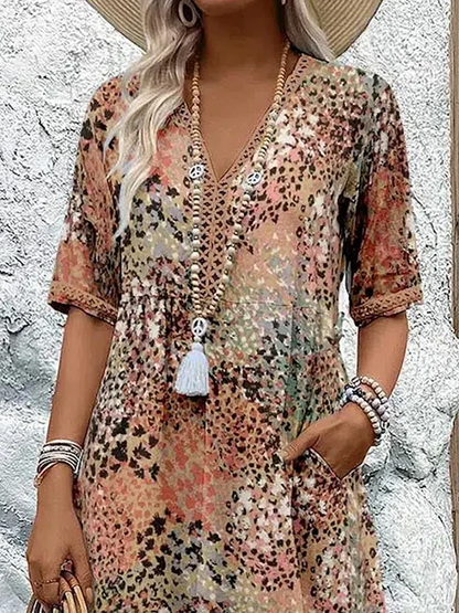 Helen | Élégante robe maxi à imprimé floral ludique