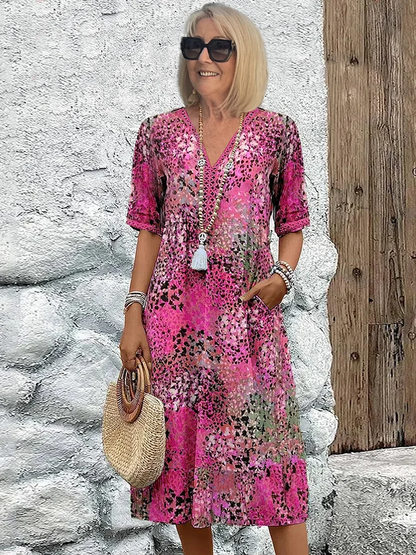 Helen | Élégante robe maxi à imprimé floral ludique