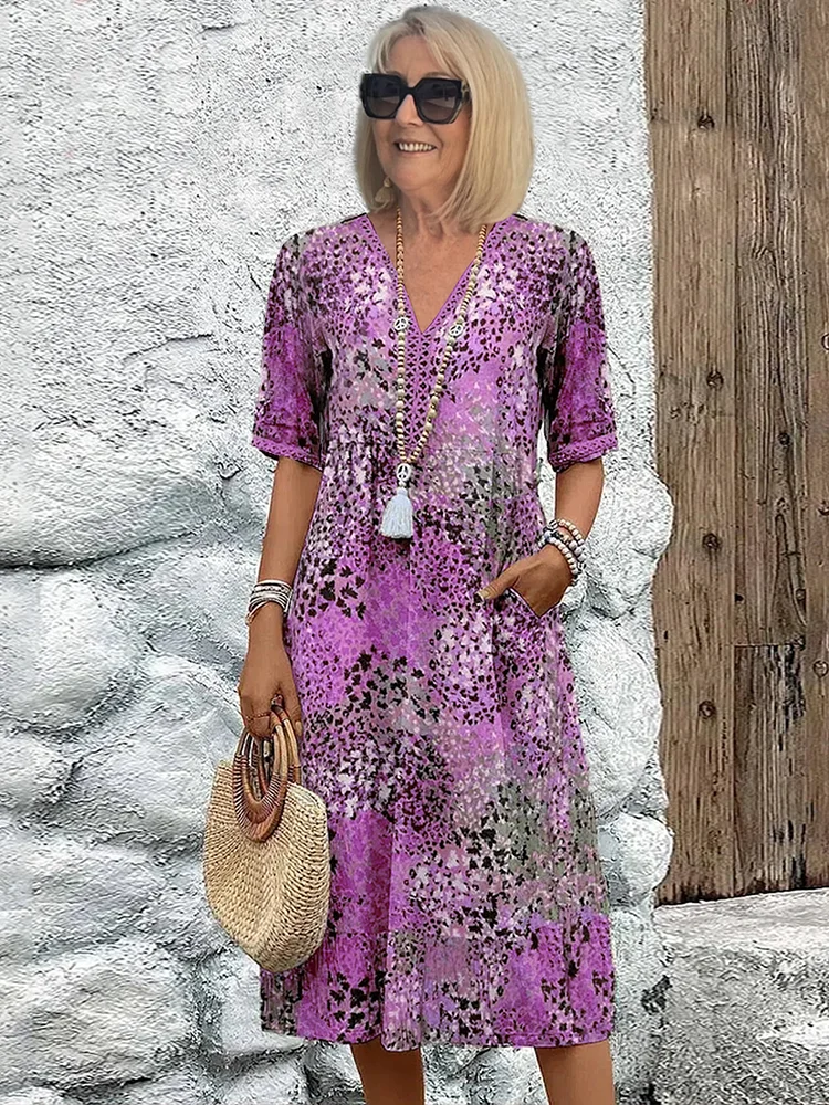 Helen | Élégante robe maxi à imprimé floral ludique
