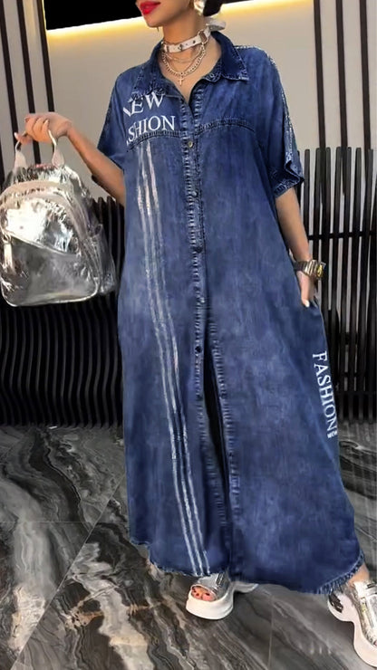 Fiora™ - Robe en denim Tencel pour femme avec revers