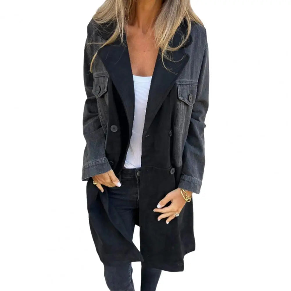 Manteau d'hiver mi-long double boutonnage chic pour femmes