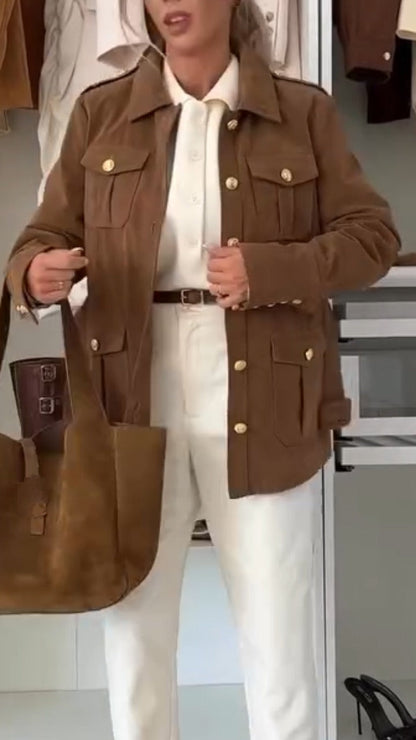 Veste décontractée à revers pour femme chic