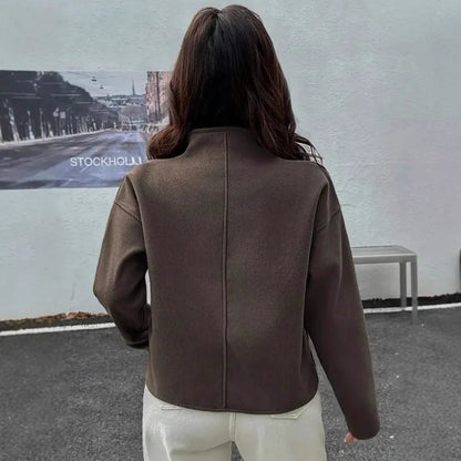Veste courte décontractée avec col montant et fermeture éclair