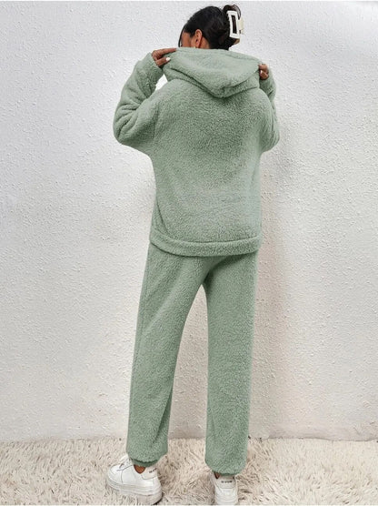 Ensemble de détente deux pièces en peluche douillette pour femmes