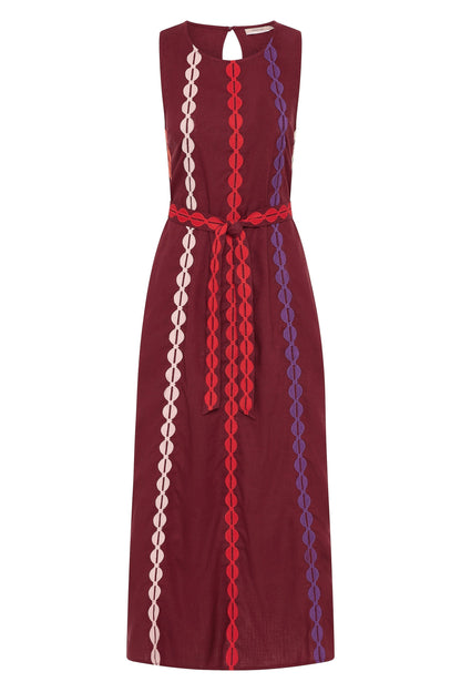 Robe mi-longue marron tabac pour femme