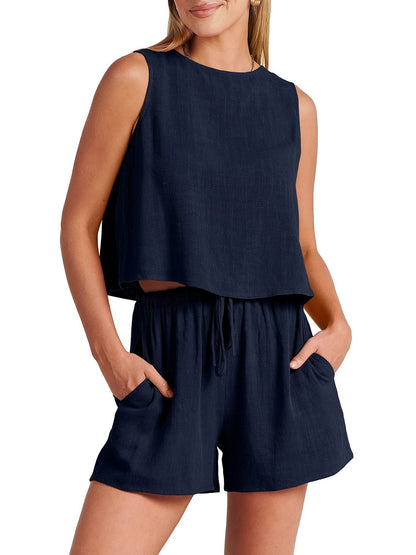 Ensemble Sans Manches À Haut Court Et Short Femmes