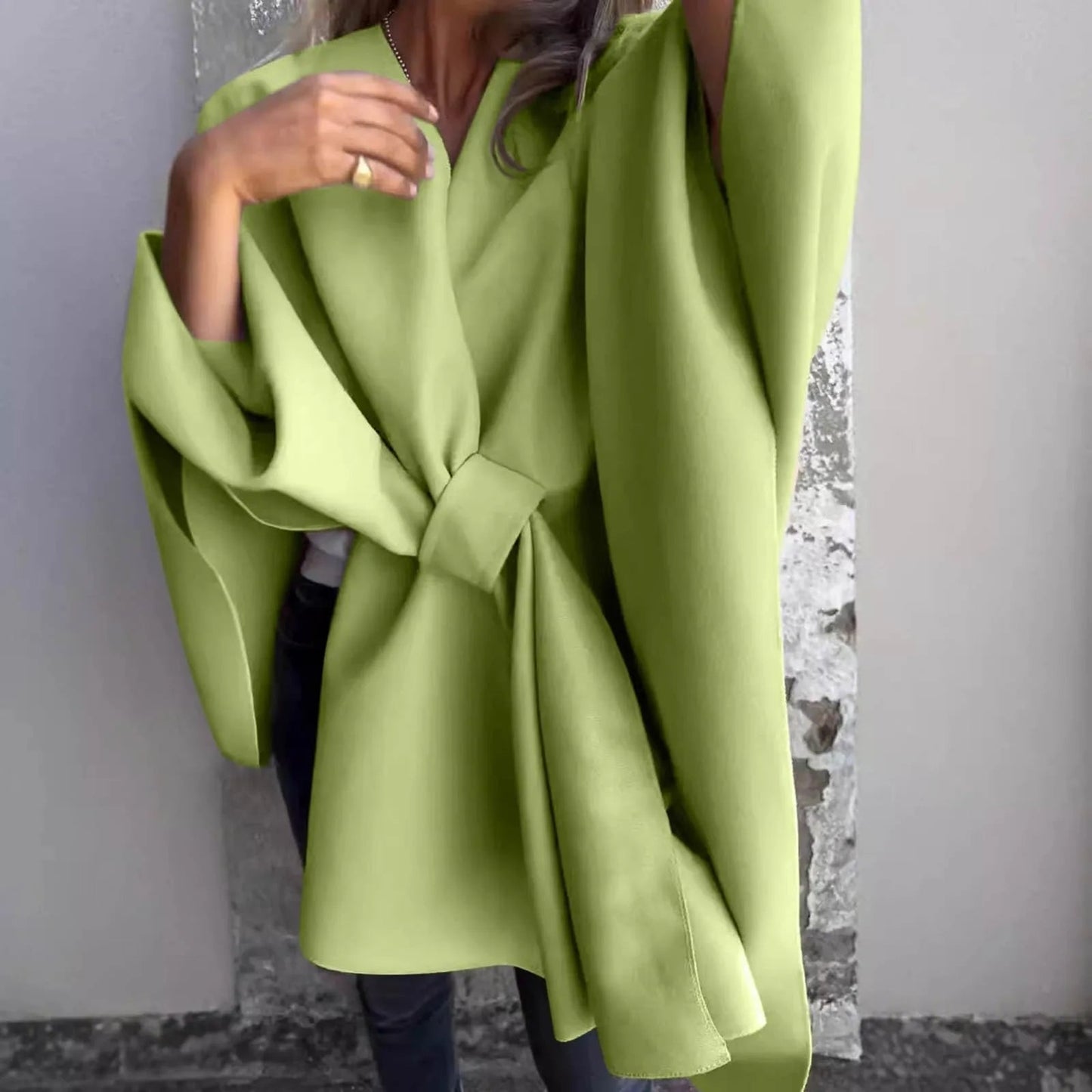 Cardigan long en maille confortable avec manches chauve-souris