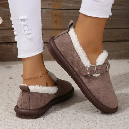 Ballerines confortables doublées en polaire avec bride à boucle