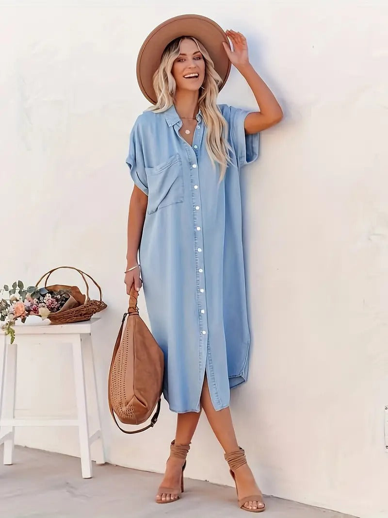 Béatrice - Chemise Robe avec Poches