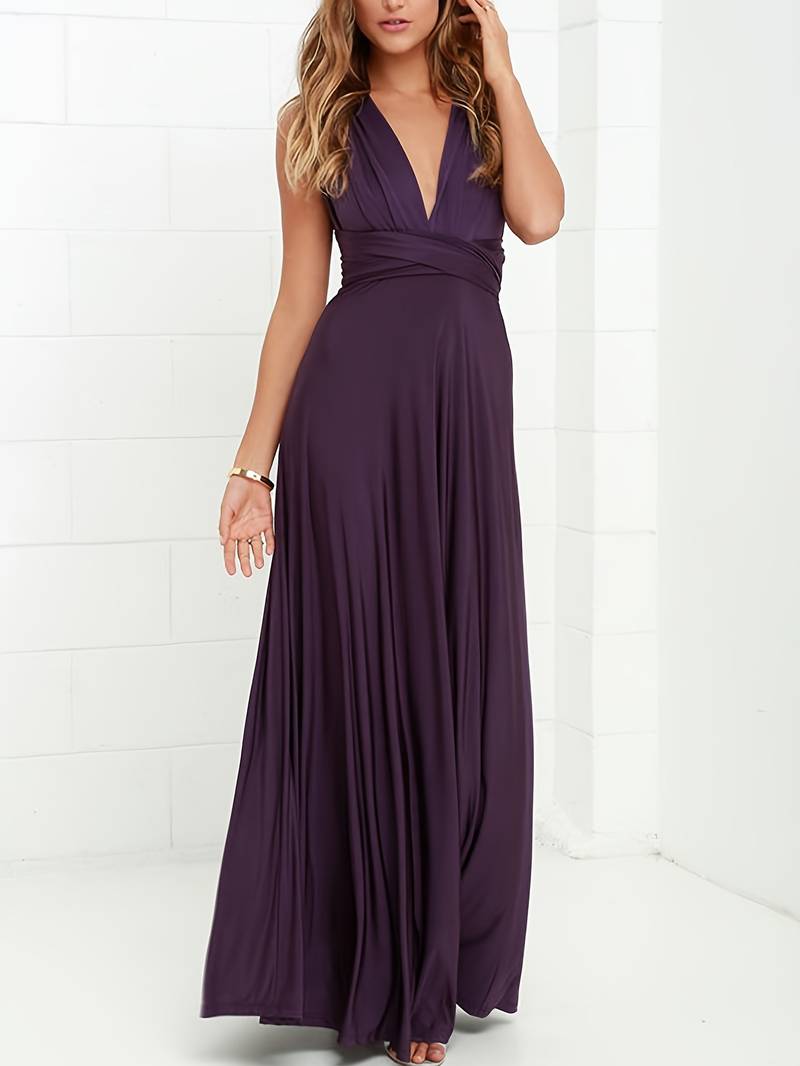 Robe Longue Fluide Sans Manches Convertible pour Femme