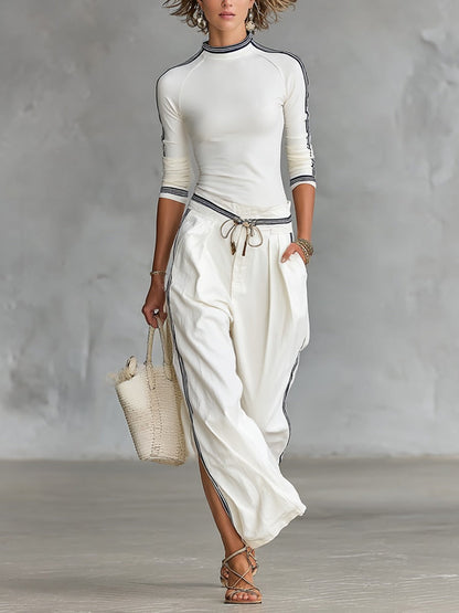 Ensemble de sport femme à col montant et pantalon large