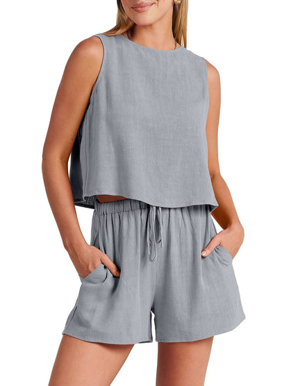 Ensemble Sans Manches À Haut Court Et Short Femmes