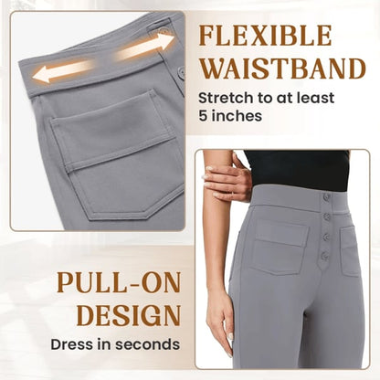 Nara™ - Haute élasticité - Pantalon décontracté taille haute à jambe droite