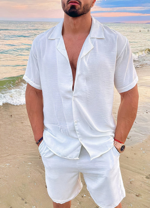 Ensemble Homme Avec Chemise À Manches Courtes Boutonnée Et Short