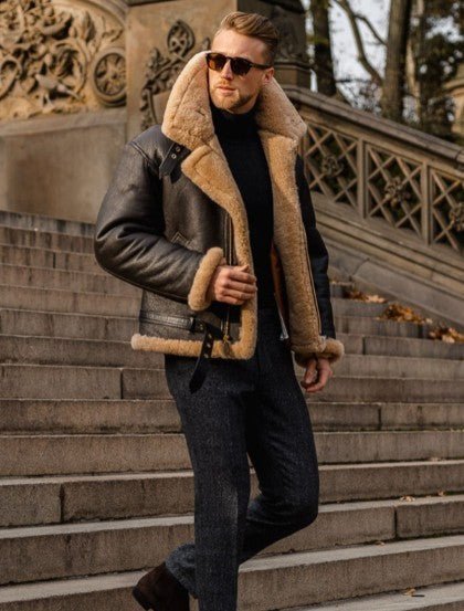 Stefan - Veste en cuir d’agneau véritable style premium