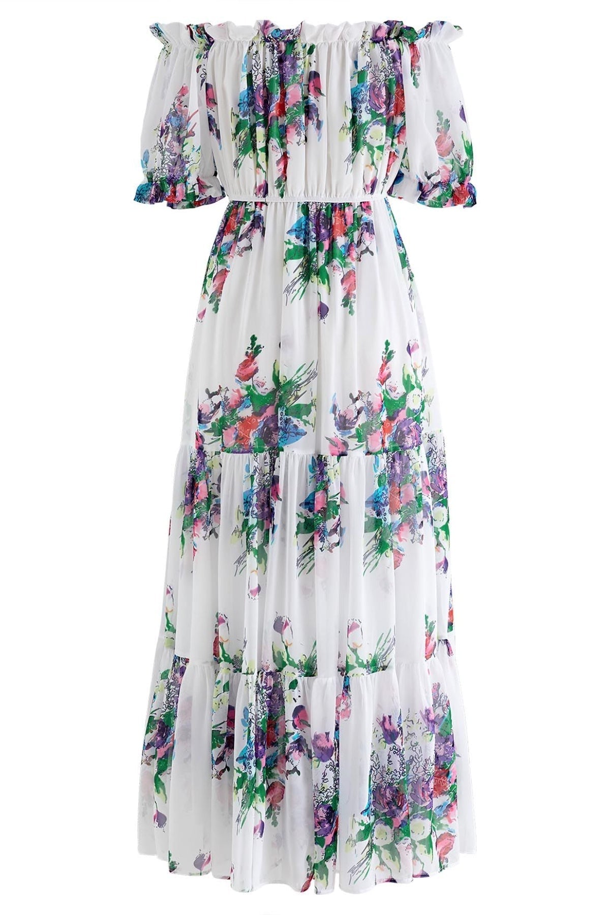Pauline Laurent® | Robe maxi imprimée sans épaules