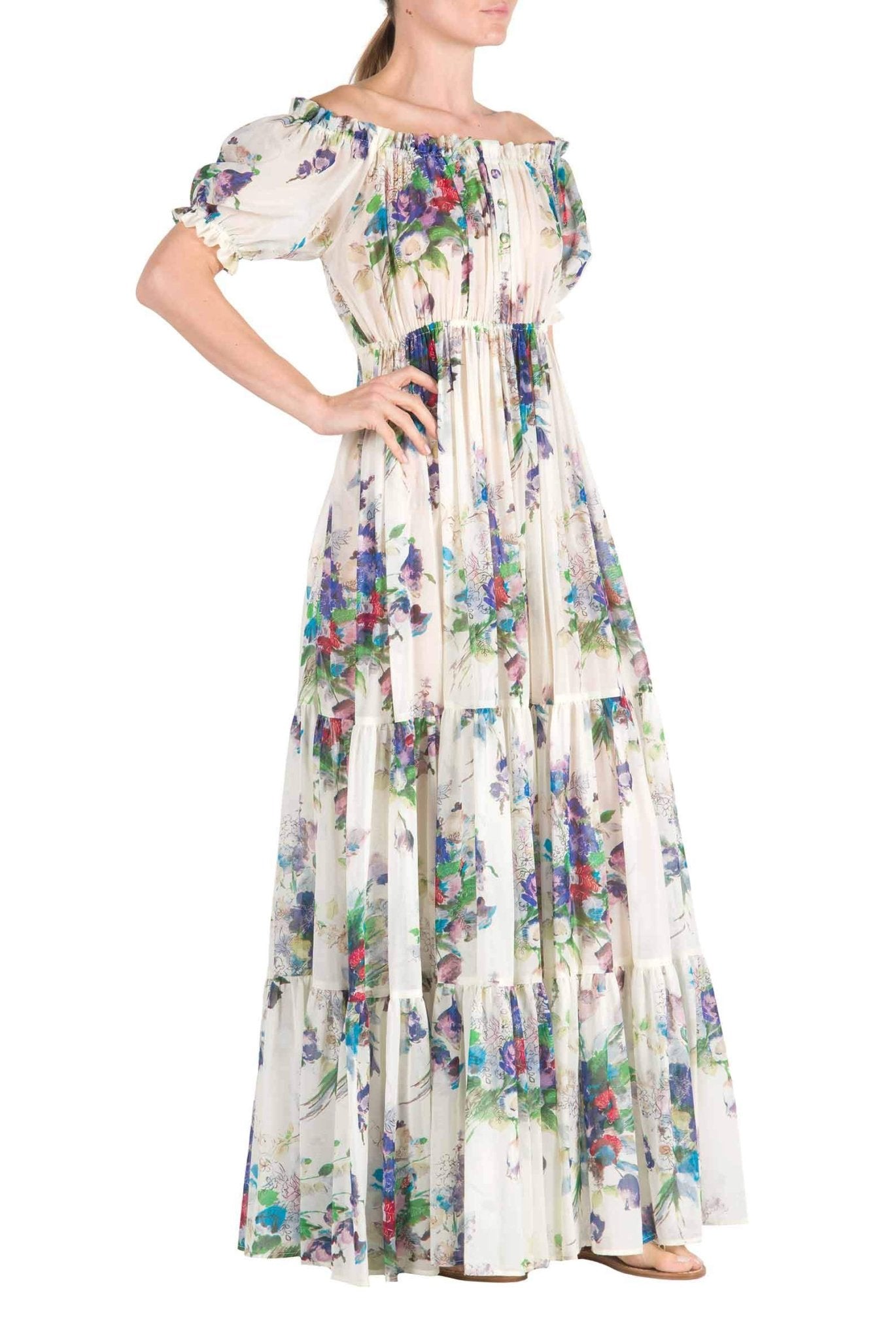 Pauline Laurent® | Robe maxi imprimée sans épaules