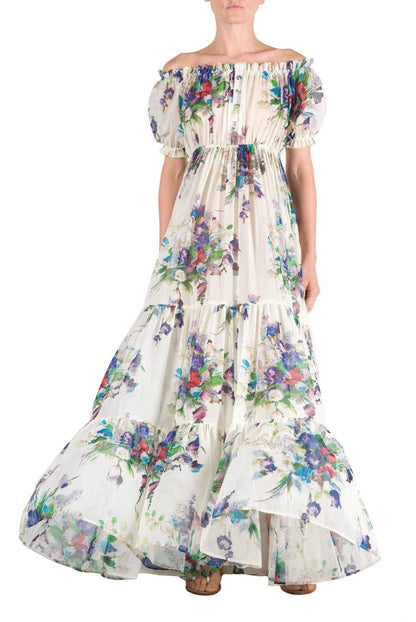 Pauline Laurent® | Robe maxi imprimée sans épaules