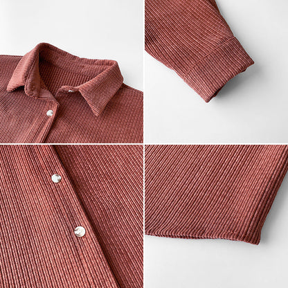 Chemise boutonnée en velours côtelé confortable pour femmes