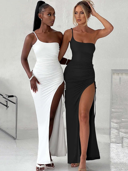 Élodie Lavin® | Robe Longue Fendue À Bretelles Fines