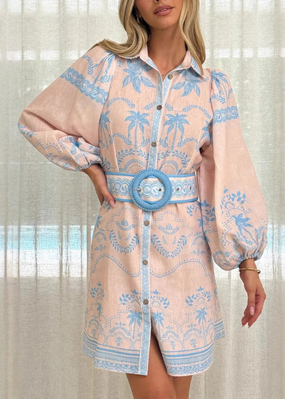 Sophie Paris® I Mini-robe en lin bleu