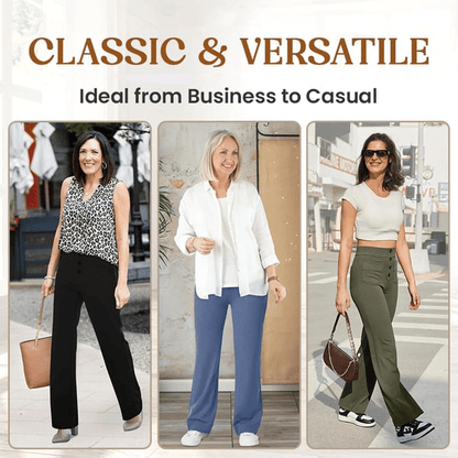 Nara™ - Haute élasticité - Pantalon décontracté taille haute à jambe droite