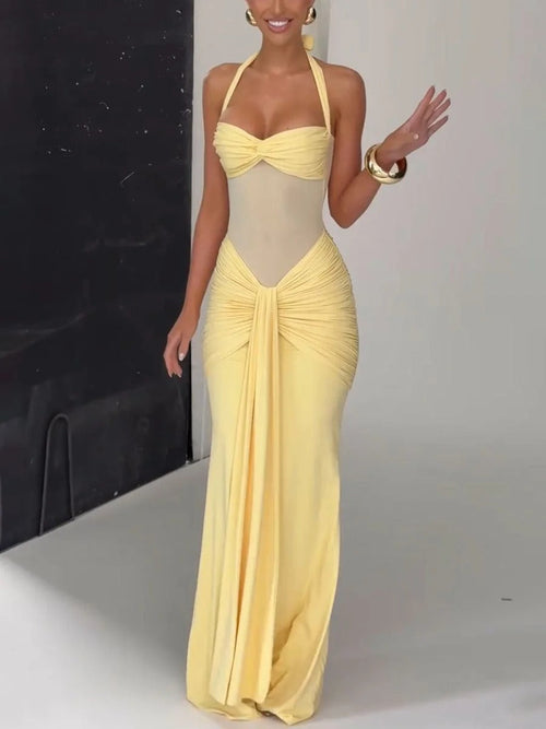 Robe slim patchwork en maille chic