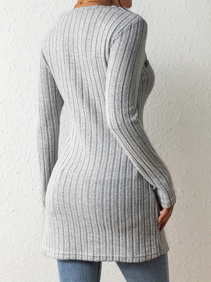 Top Asymétrique En Coton Avec Boutons et Côtes
