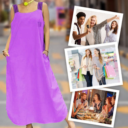 Robe maxi fluide avec larges bretelles et poches