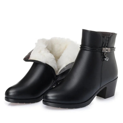 Bottes élégantes doublées en polaire avec fermeture éclair latérale